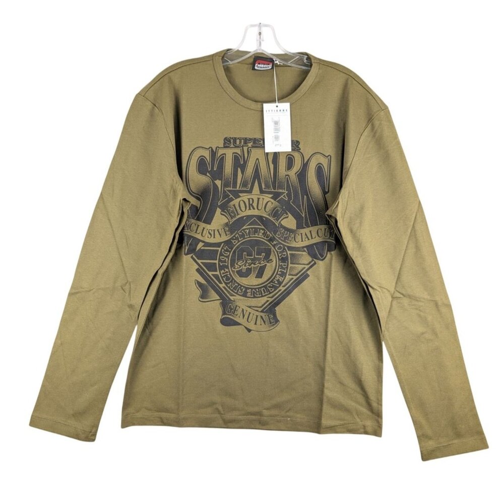 Fiorucci Shirt Men's XL Green Long Sleeve Superior Stars Graphic Tee NWT